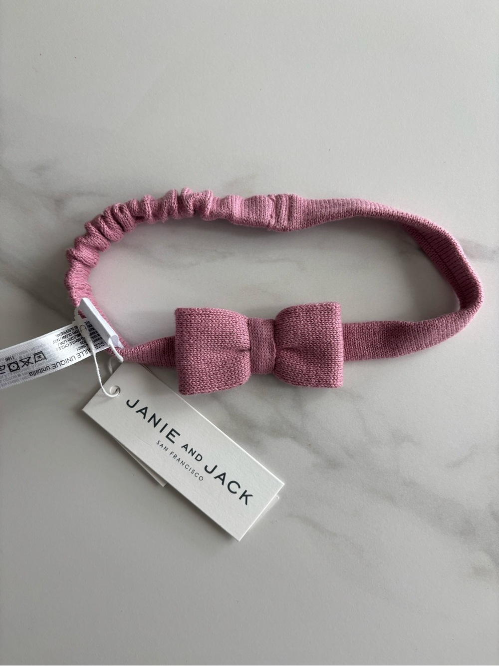 Janie and Jack Pink Knit Bow Headband